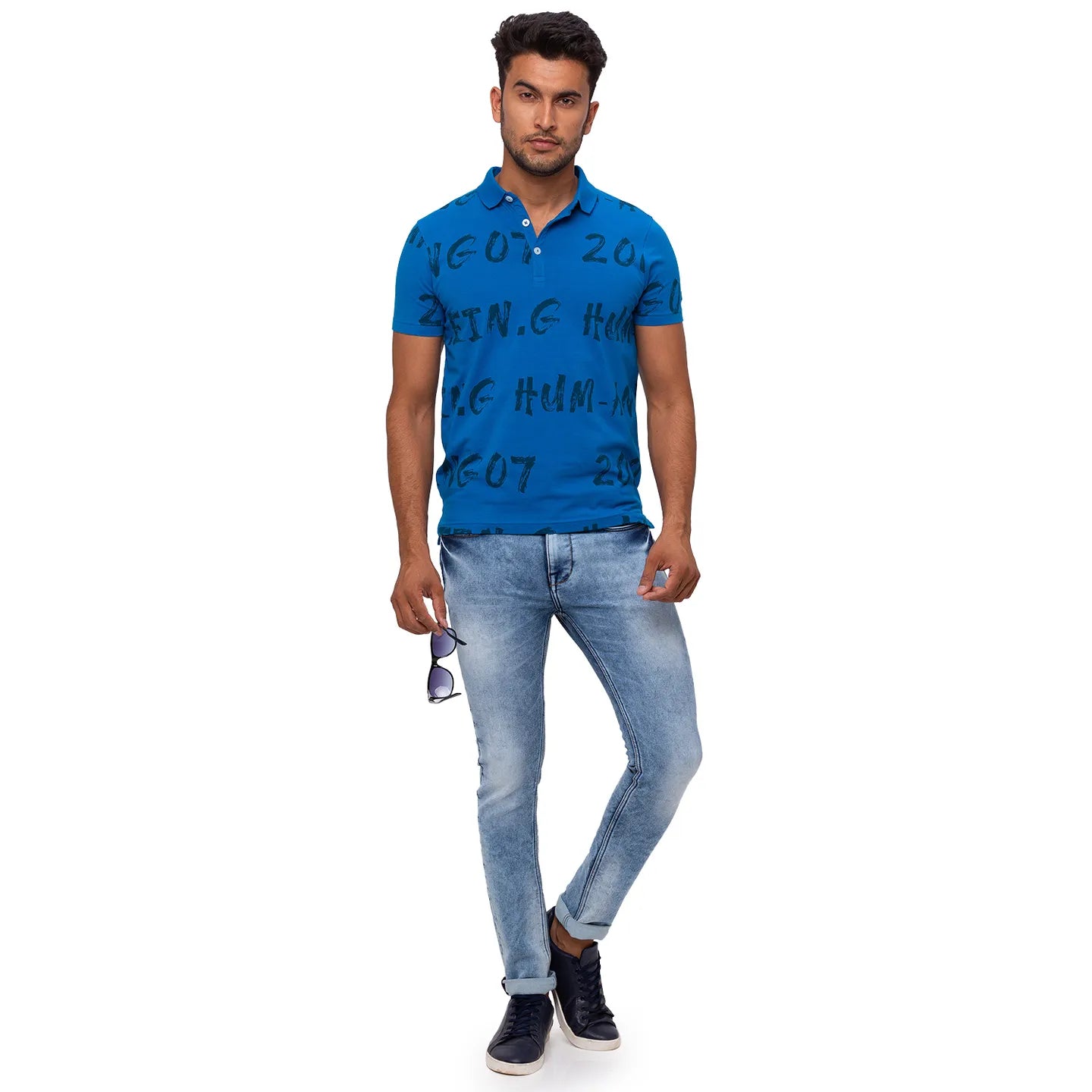 Being Human Clothing Men Regular Fit Polo Neck T-Shirts-Marine Blue