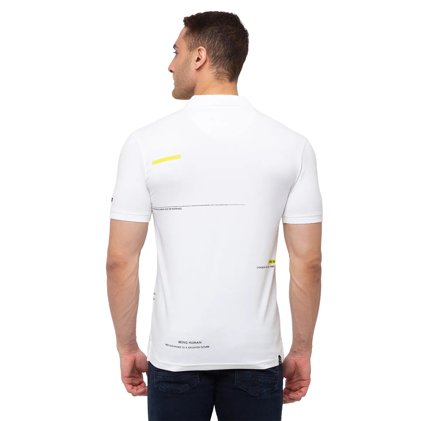 Being Human Clothing Men Regular Fit Polo Neck T-Shirts-White