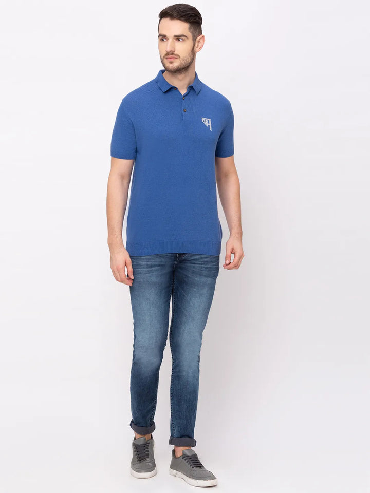 Light Blue Regular Fit Men's Polo T-Shirt by Being Human Clothing