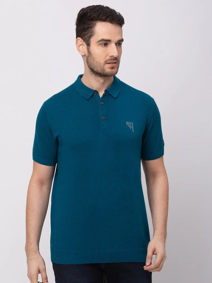 Teal Regular Fit Men's Polo T-Shirt