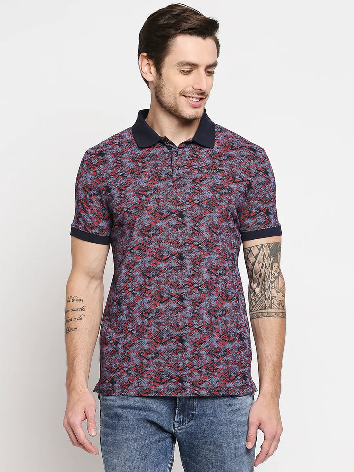Blue Slim Straight Fit Men's Polo T-Shirt