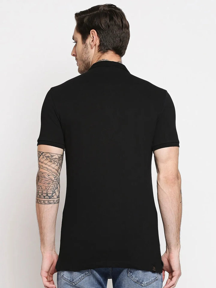 Black Regular Fit Men's Polo T-Shirt