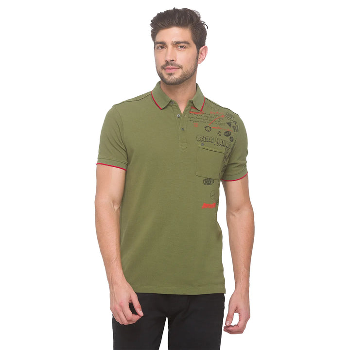 Green Regular Fit Men's Polo T-Shirt by Being Human Clothing