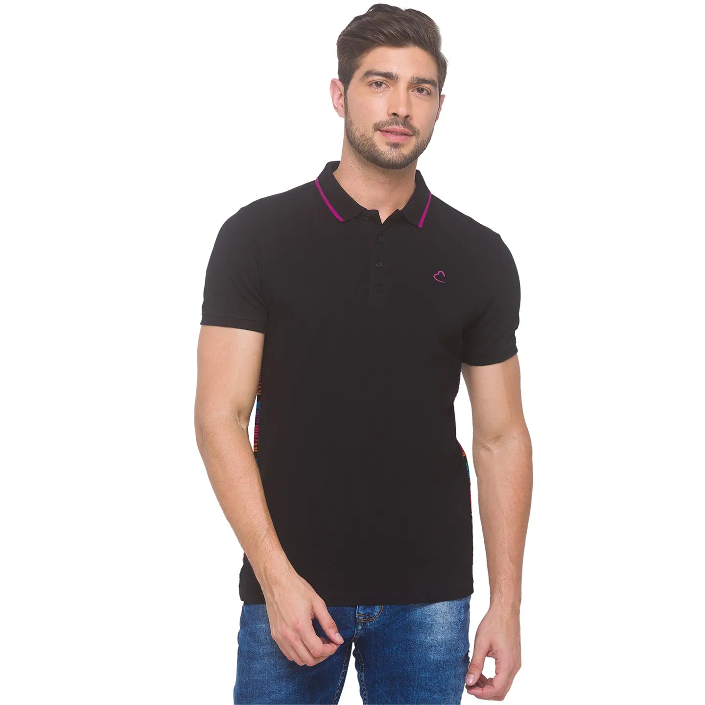 Being Human Clothing Men Regular Fit Polo Neck T-Shirts-Black