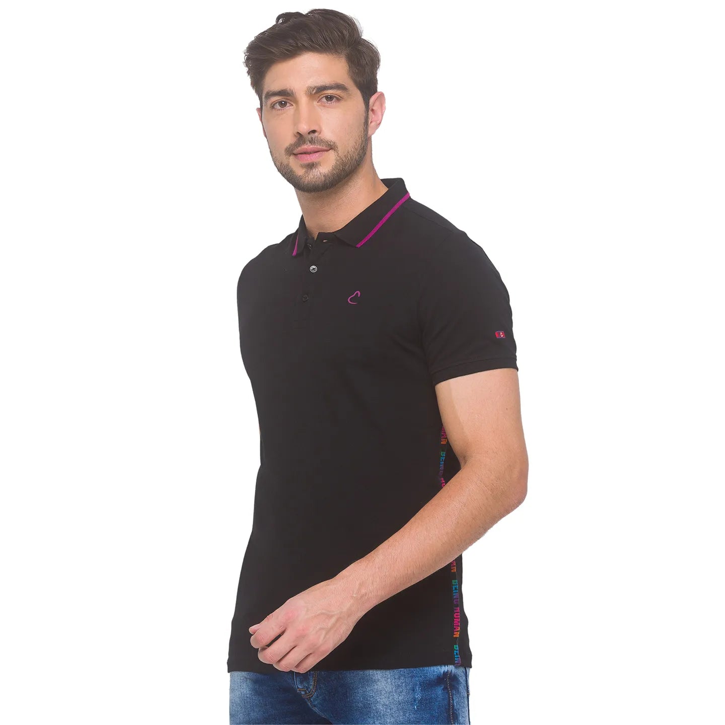 Being Human Clothing Men Regular Fit Polo Neck T-Shirts-Black