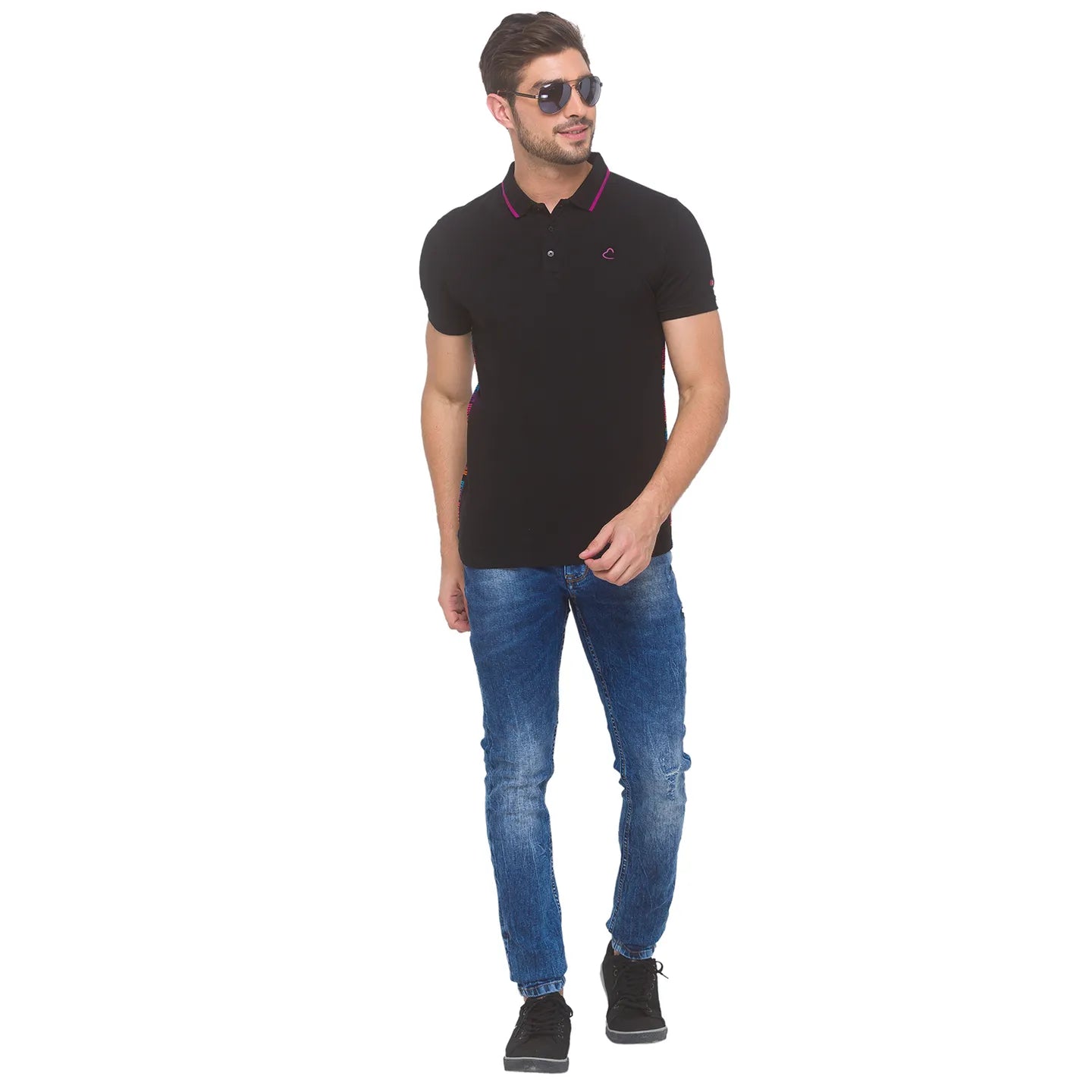 Being Human Clothing Men Regular Fit Polo Neck T-Shirts-Black