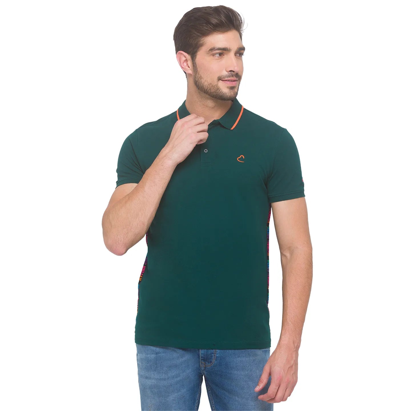 Being Human Clothing Men Regular Fit Polo Neck T-Shirts-Forest Green
