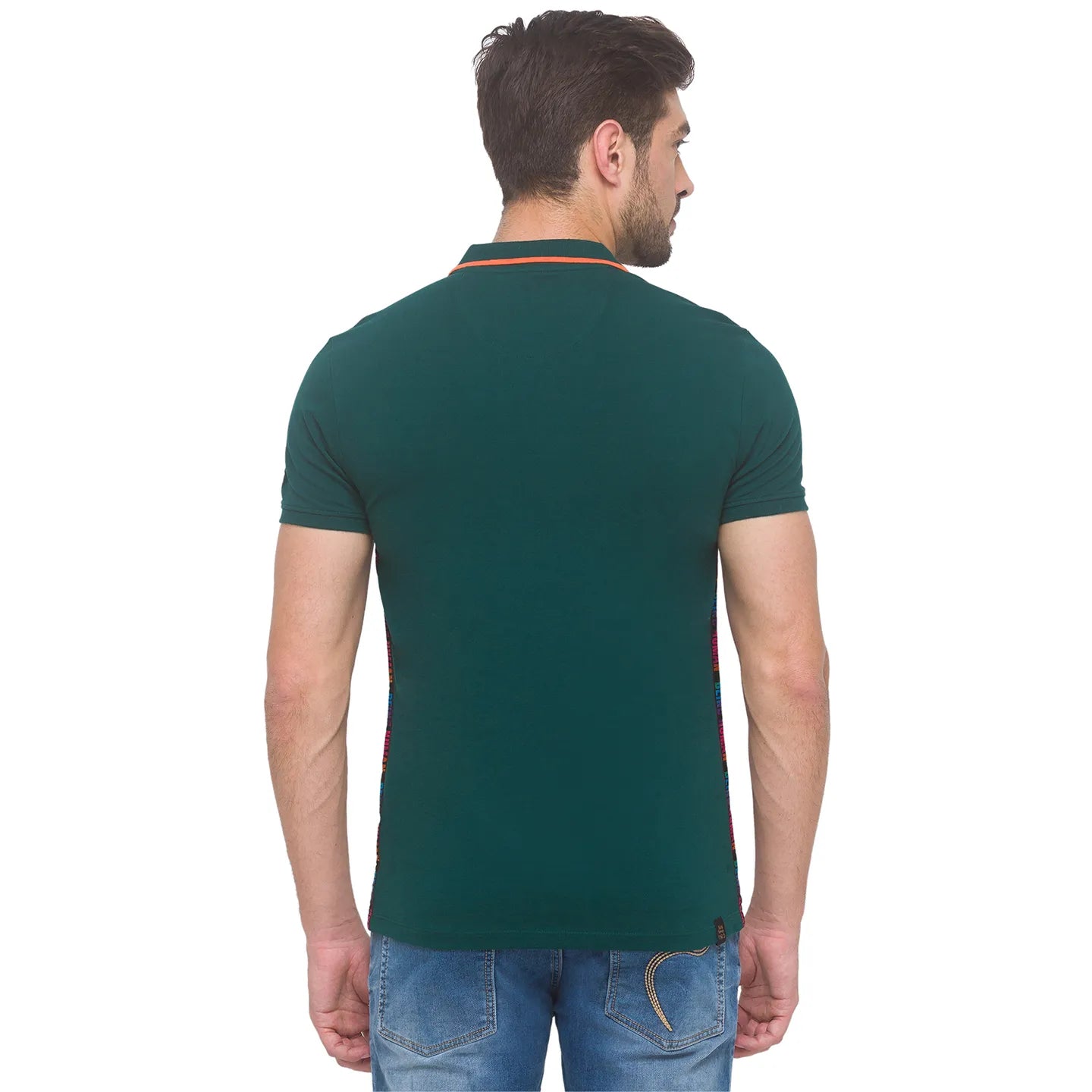 Being Human Clothing Men Regular Fit Polo Neck T-Shirts-Forest Green