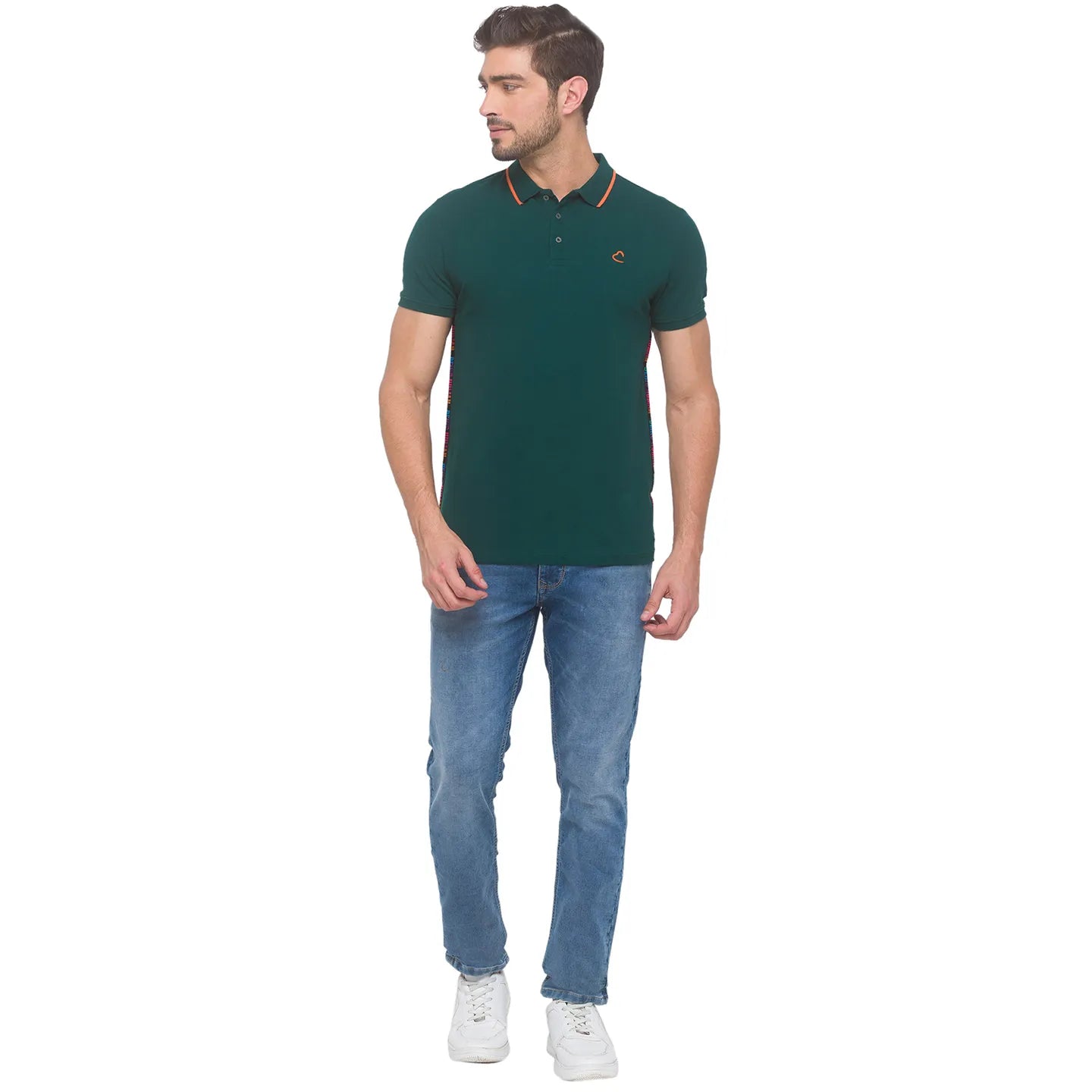 Being Human Clothing Men Regular Fit Polo Neck T-Shirts-Forest Green