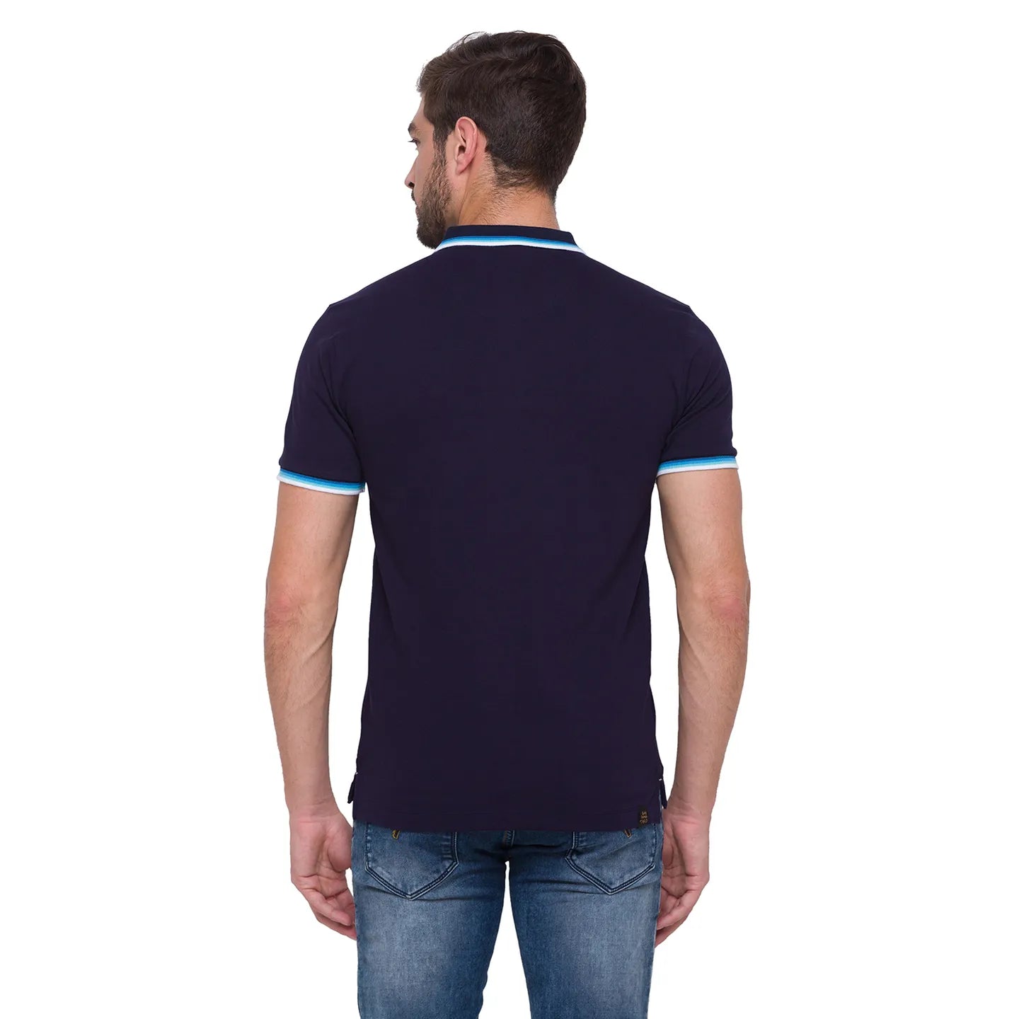 Being Human Clothing Men Regular Fit Polo Neck T-Shirts-Navy