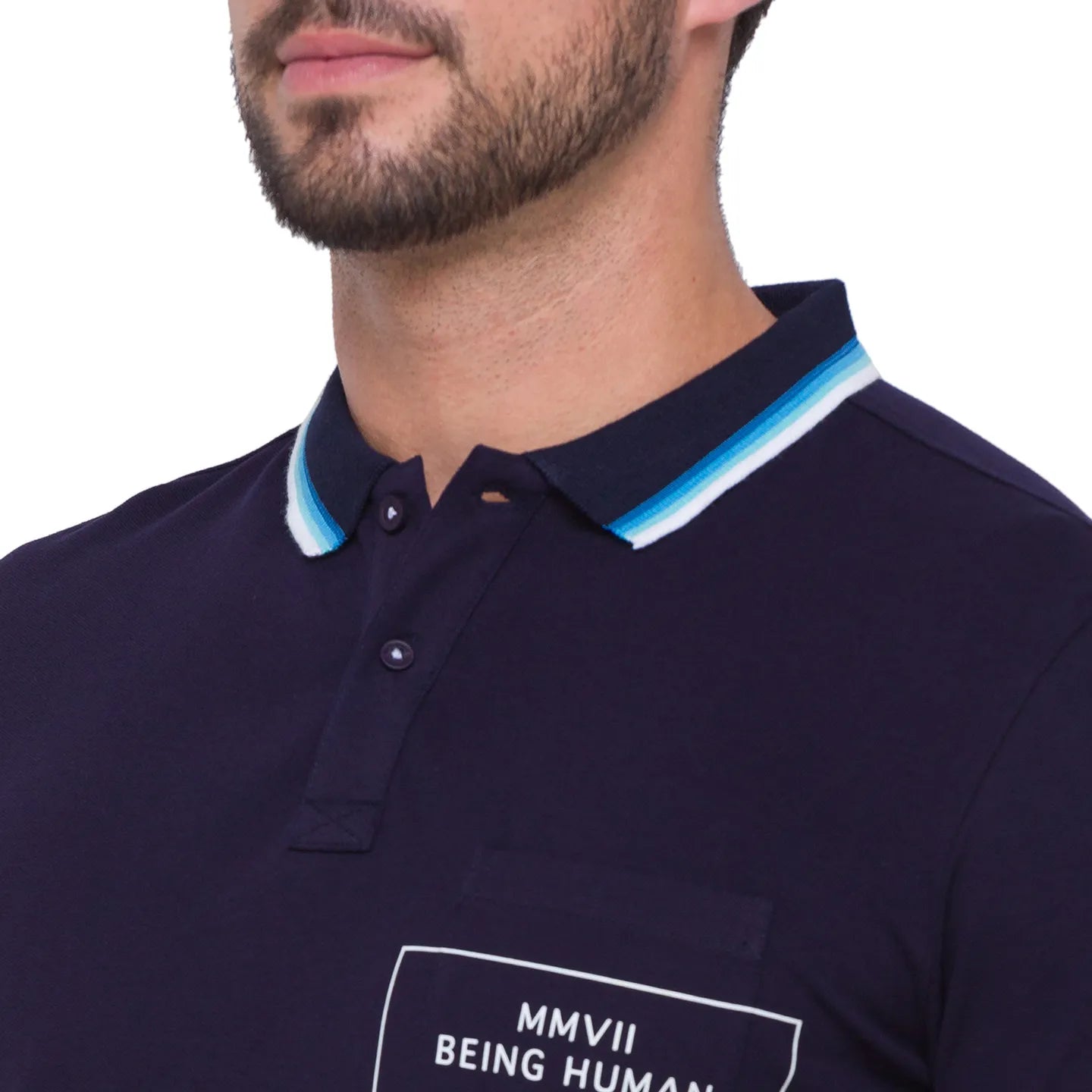 Being Human Clothing Men Regular Fit Polo Neck T-Shirts-Navy