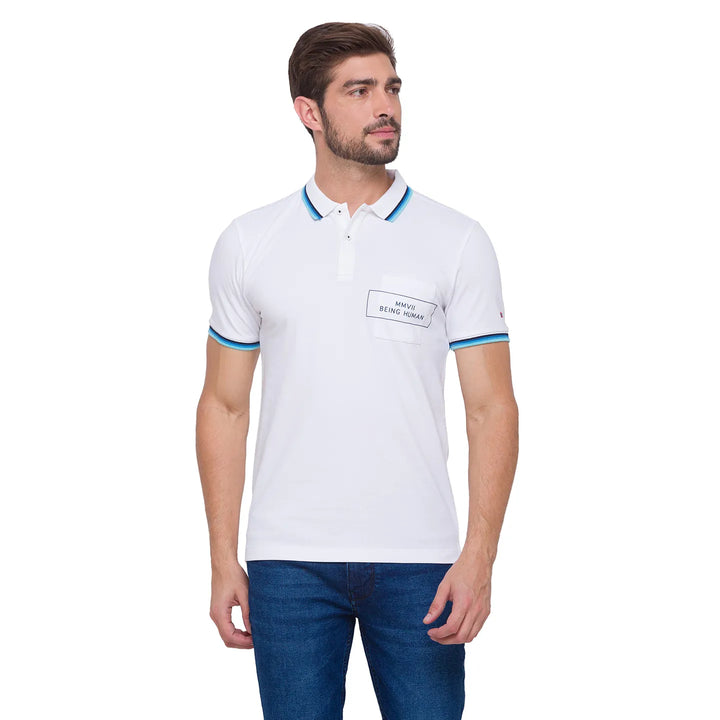 White Regular Fit Men's Polo T-Shirt