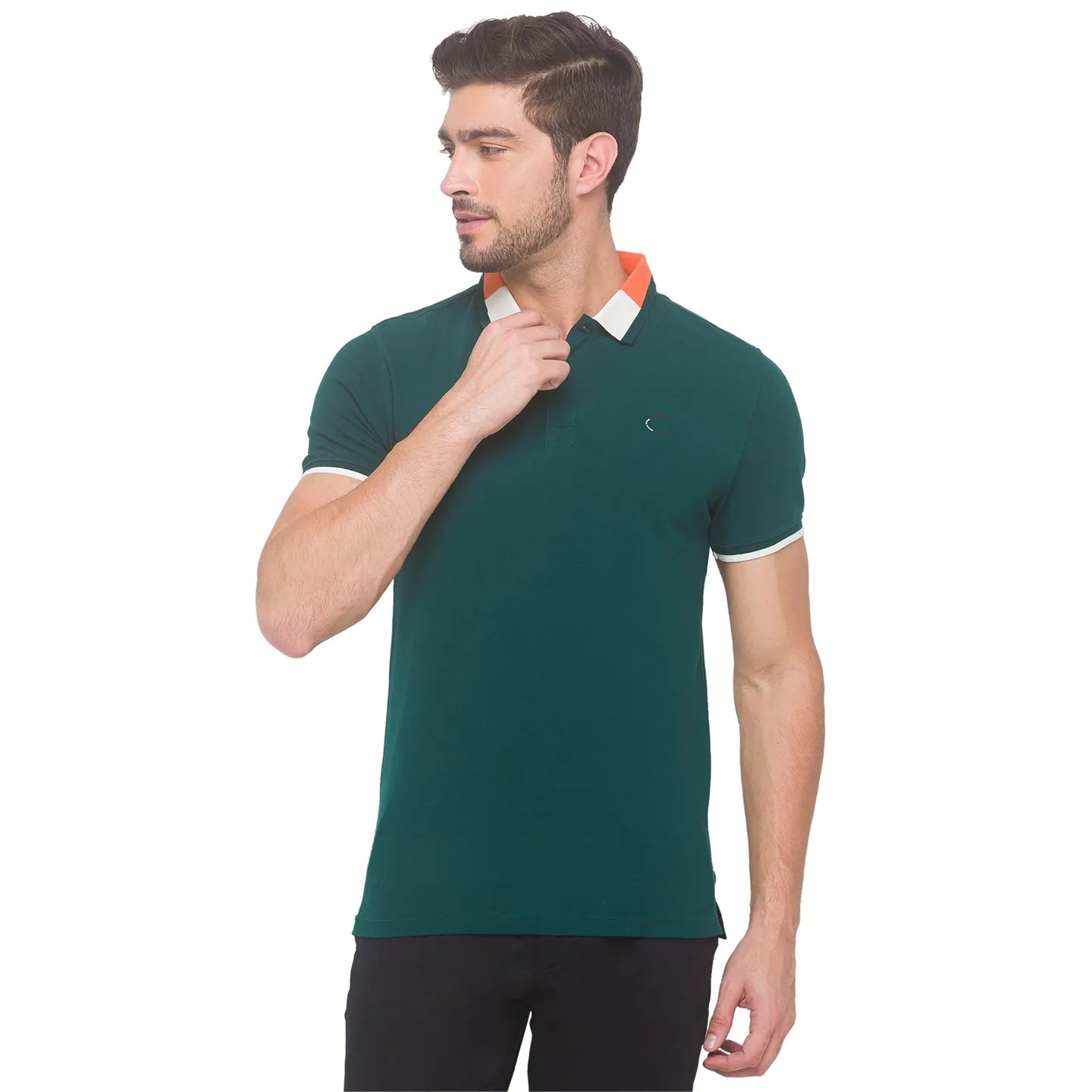 Being Human Clothing Men Regular Fit Polo Neck T-Shirts-Forest Green