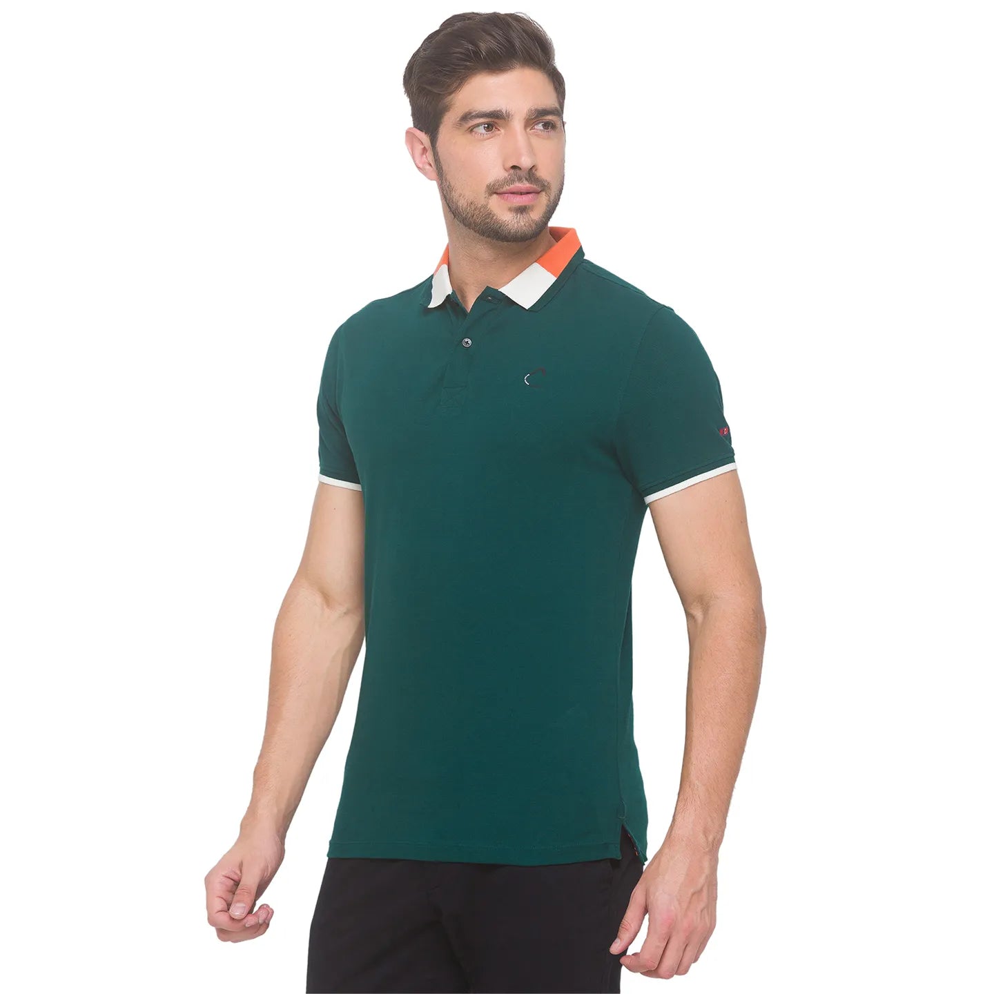 Being Human Clothing Men Regular Fit Polo Neck T-Shirts-Forest Green
