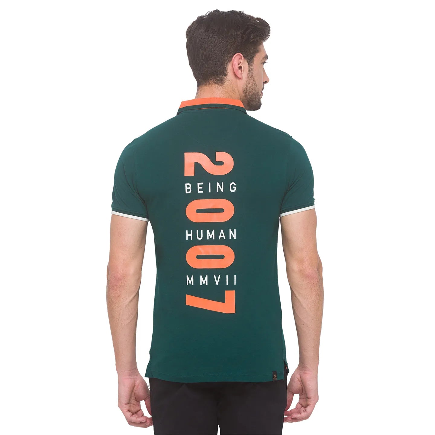 Being Human Clothing Men Regular Fit Polo Neck T-Shirts-Forest Green