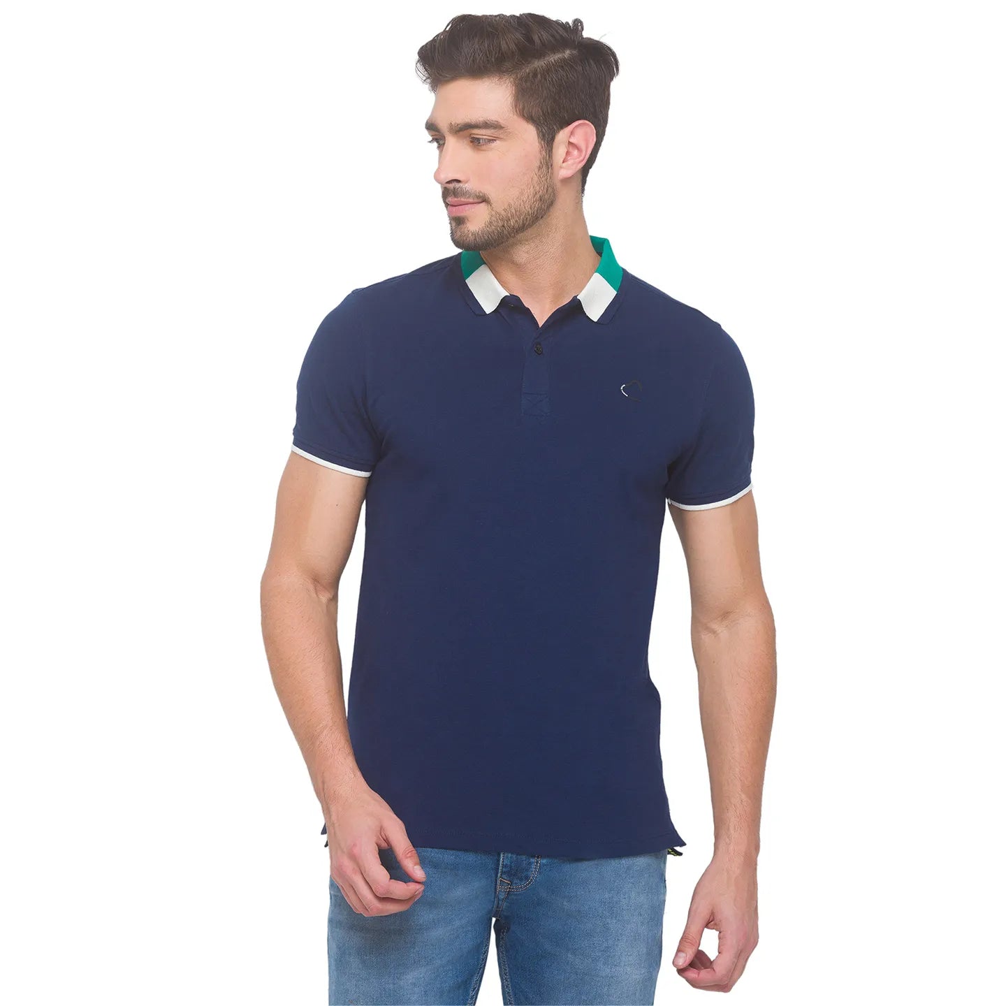 Being Human Clothing Men Regular Fit Polo Neck T-Shirts-Navy