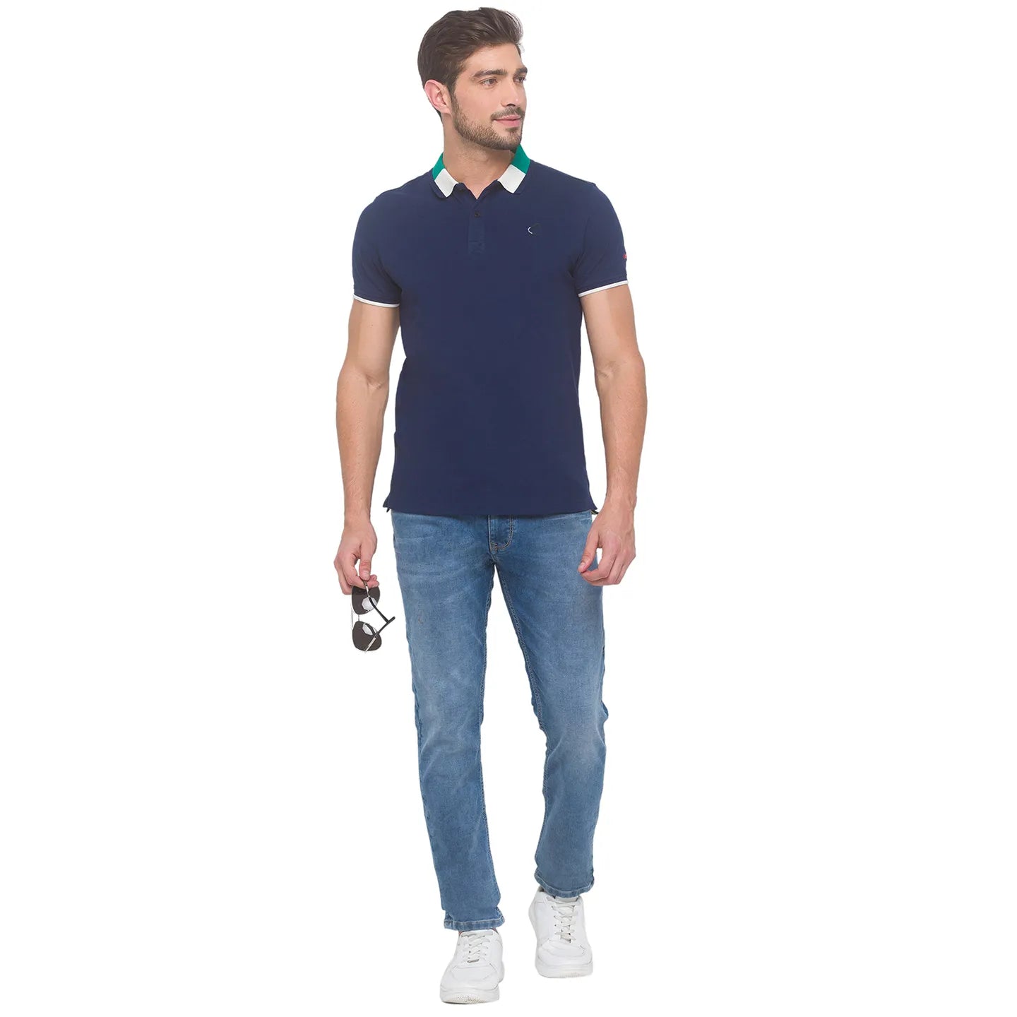 Being Human Clothing Men Regular Fit Polo Neck T-Shirts-Navy