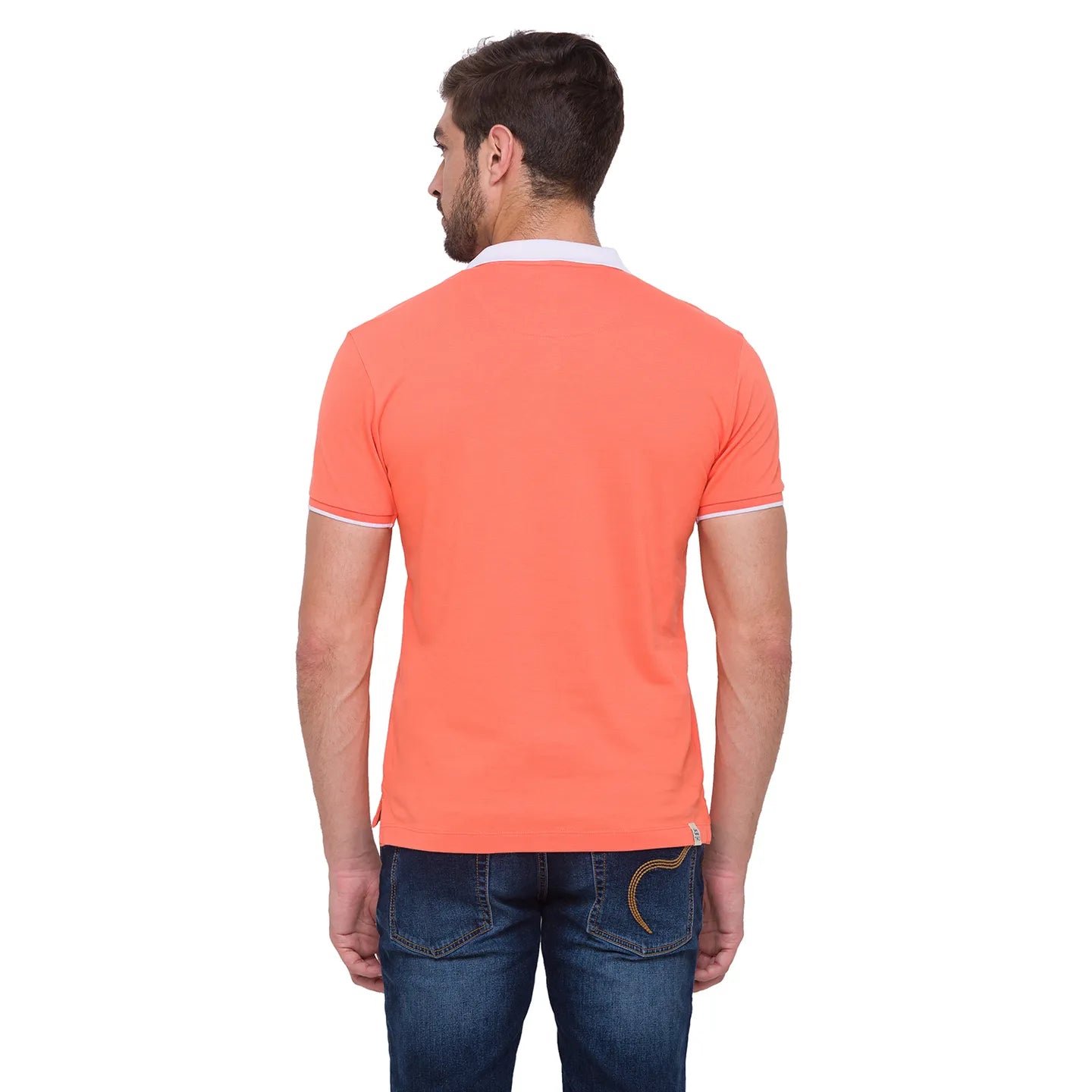 Being Human Clothing Men Regular Fit Polo Neck T-Shirts-Salmon