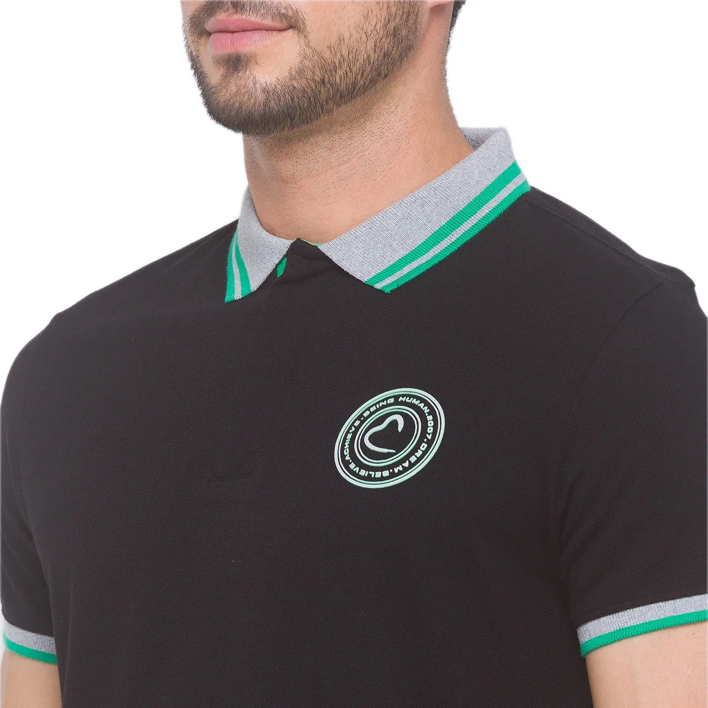 Being Human Clothing Men Regular Fit Polo Neck T-Shirts-Black