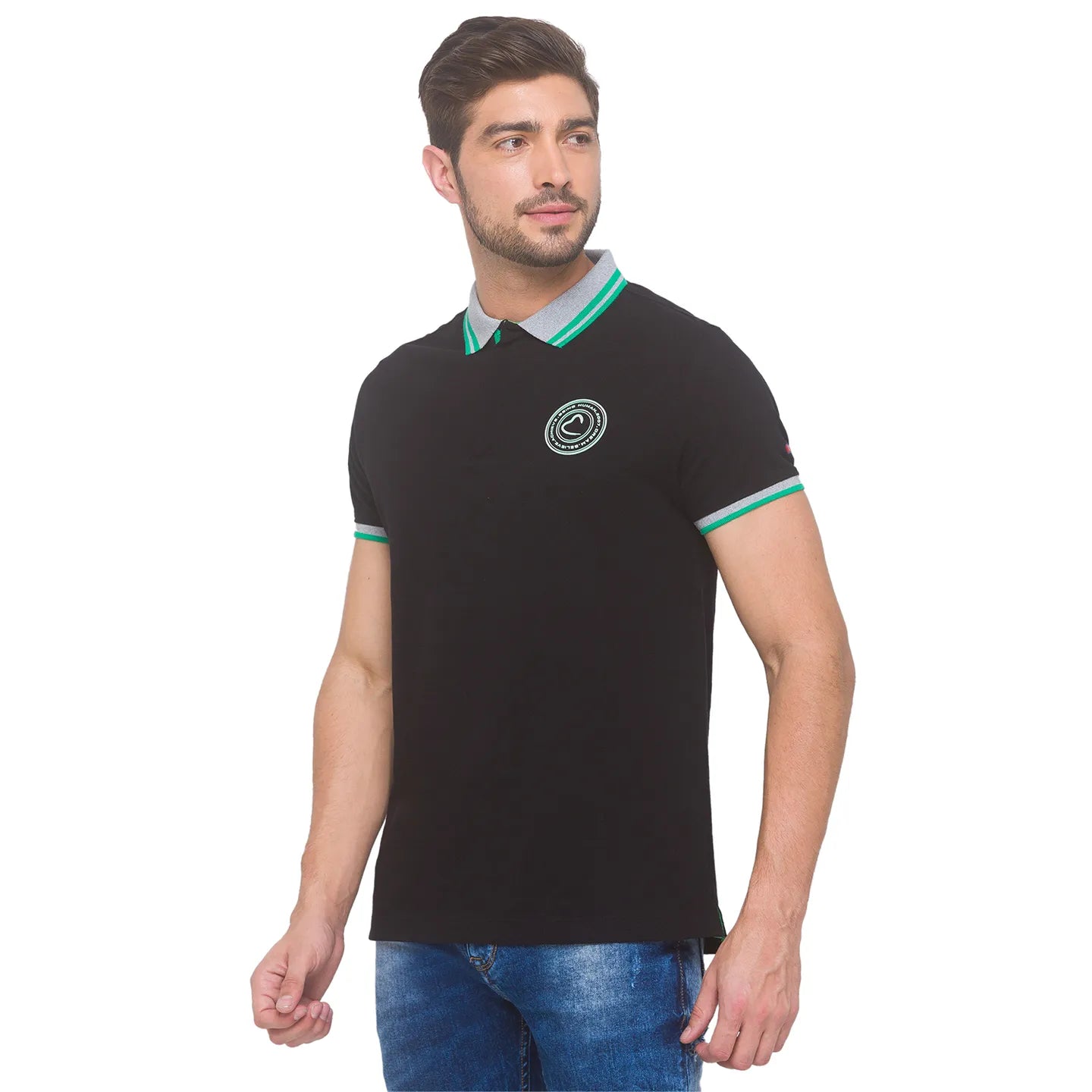 Being Human Clothing Men Regular Fit Polo Neck T-Shirts-Black