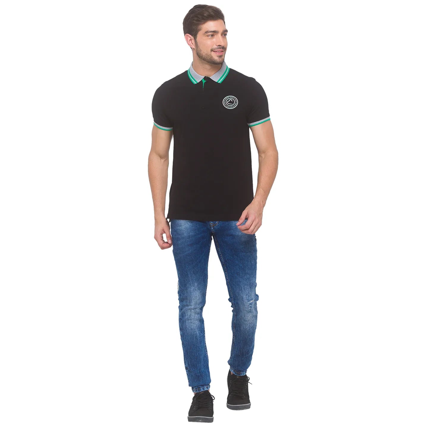 Being Human Clothing Men Regular Fit Polo Neck T-Shirts-Black