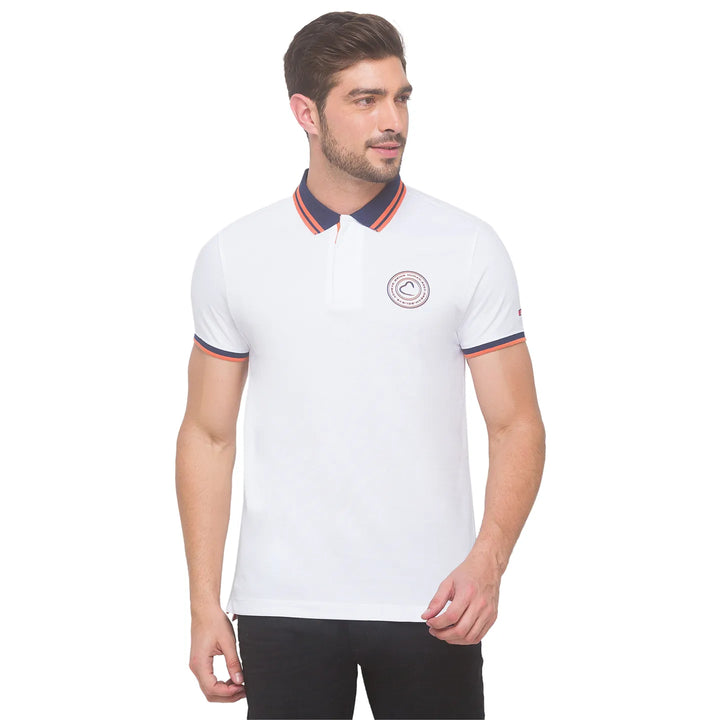 White Regular Fit Men's Polo T-Shirt by Being Human Clothing