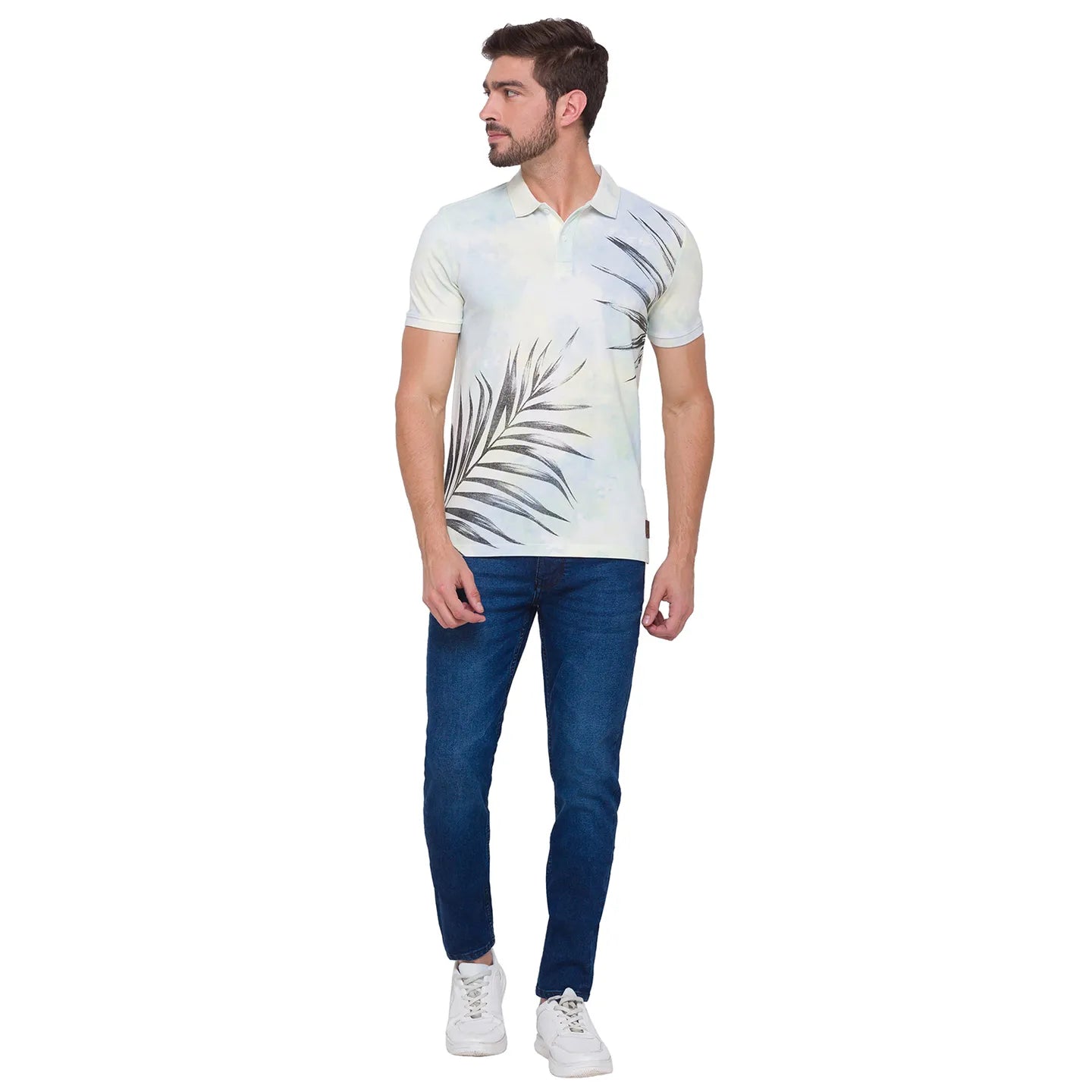 Blue Slim Fit Men's Polo T-shirt by Being Human Clothing