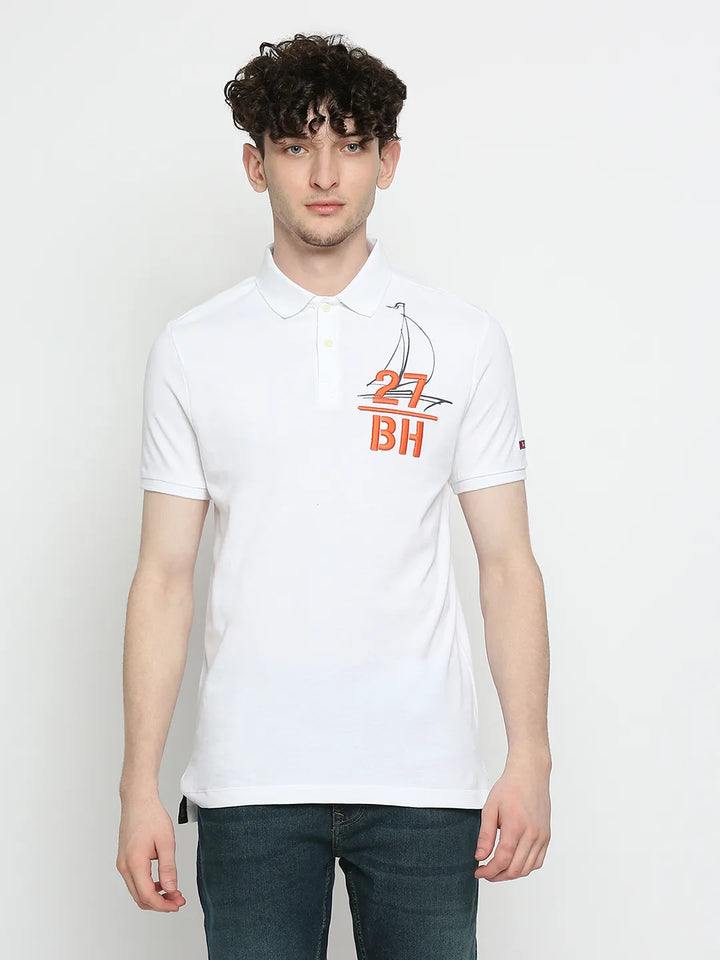 White Regular Fit Men's Polo T-Shirt