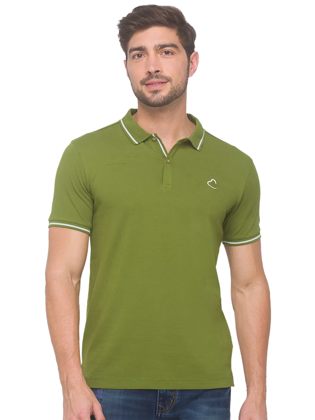Being Human Clothing Men Regular Fit Polo Neck T-Shirts-Dk. Green