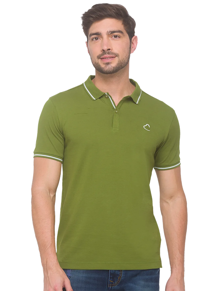 Dark Green Regular Fit Men's Polo T-shirt by Being Human Clothing