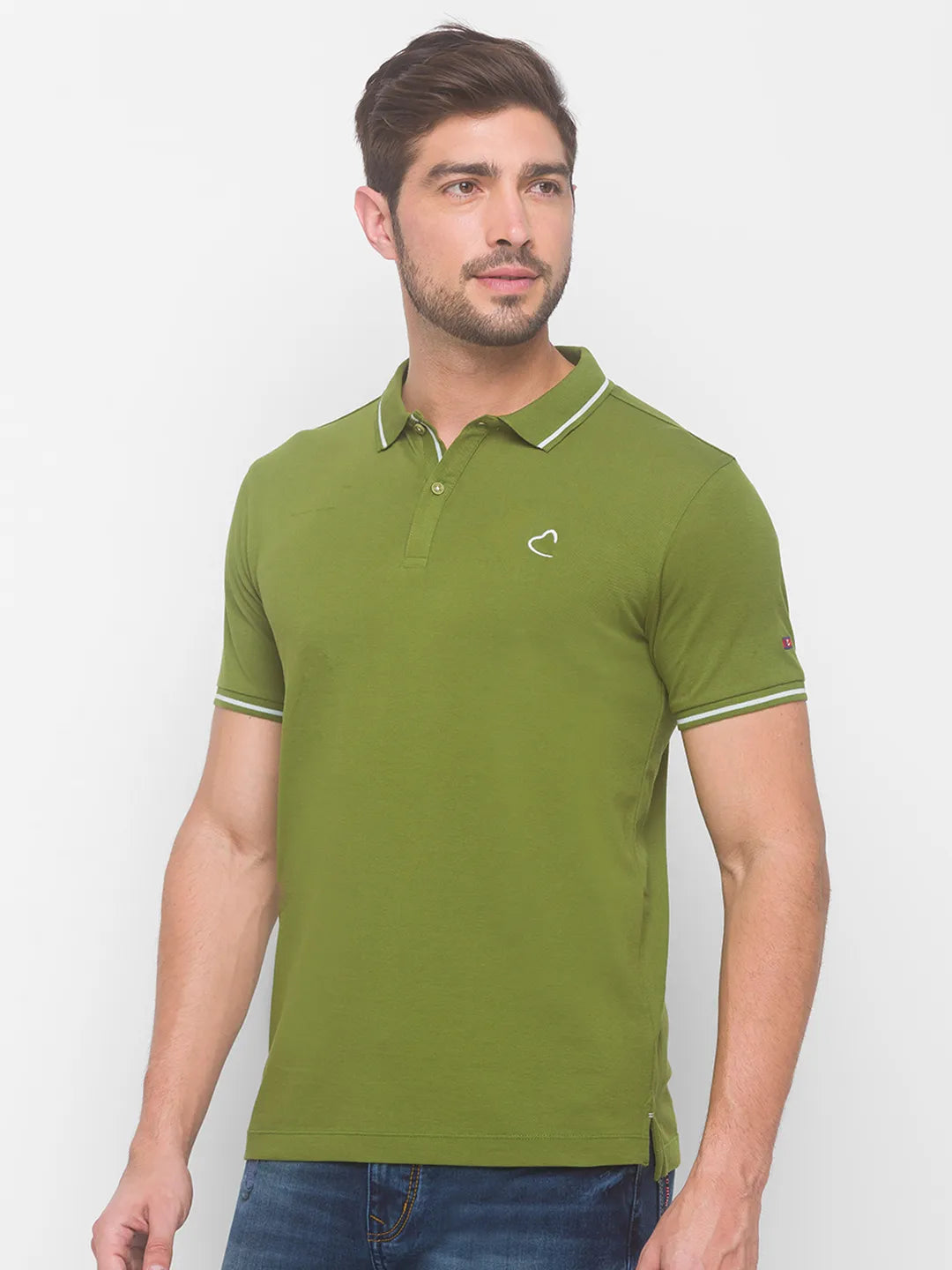 Being Human Clothing Men Regular Fit Polo Neck T-Shirts-Dk. Green