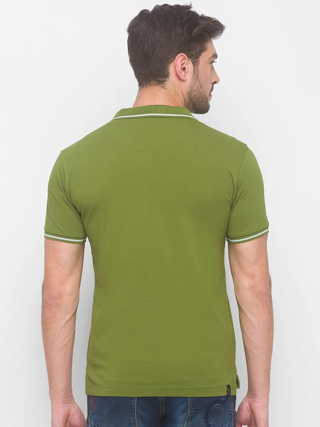Being Human Clothing Men Regular Fit Polo Neck T-Shirts-Dk. Green