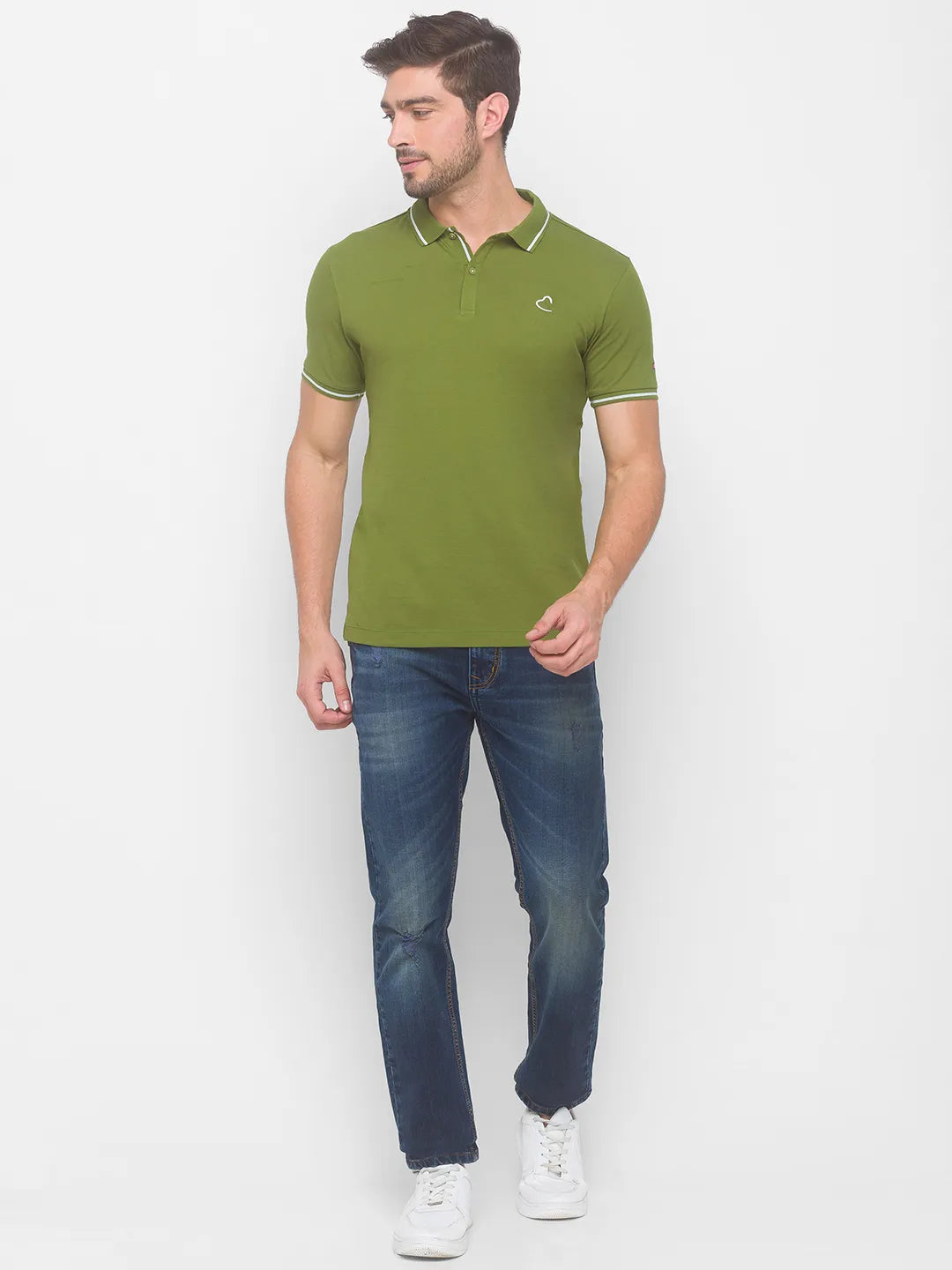 Being Human Clothing Men Regular Fit Polo Neck T-Shirts-Dk. Green