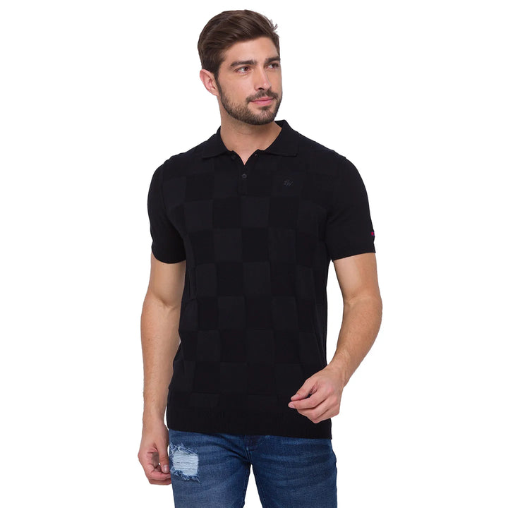 Black Regular Fit Men's Polo T-Shirt