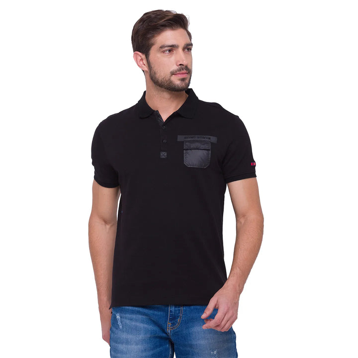 Black Regular Fit Men's Polo T-Shirt