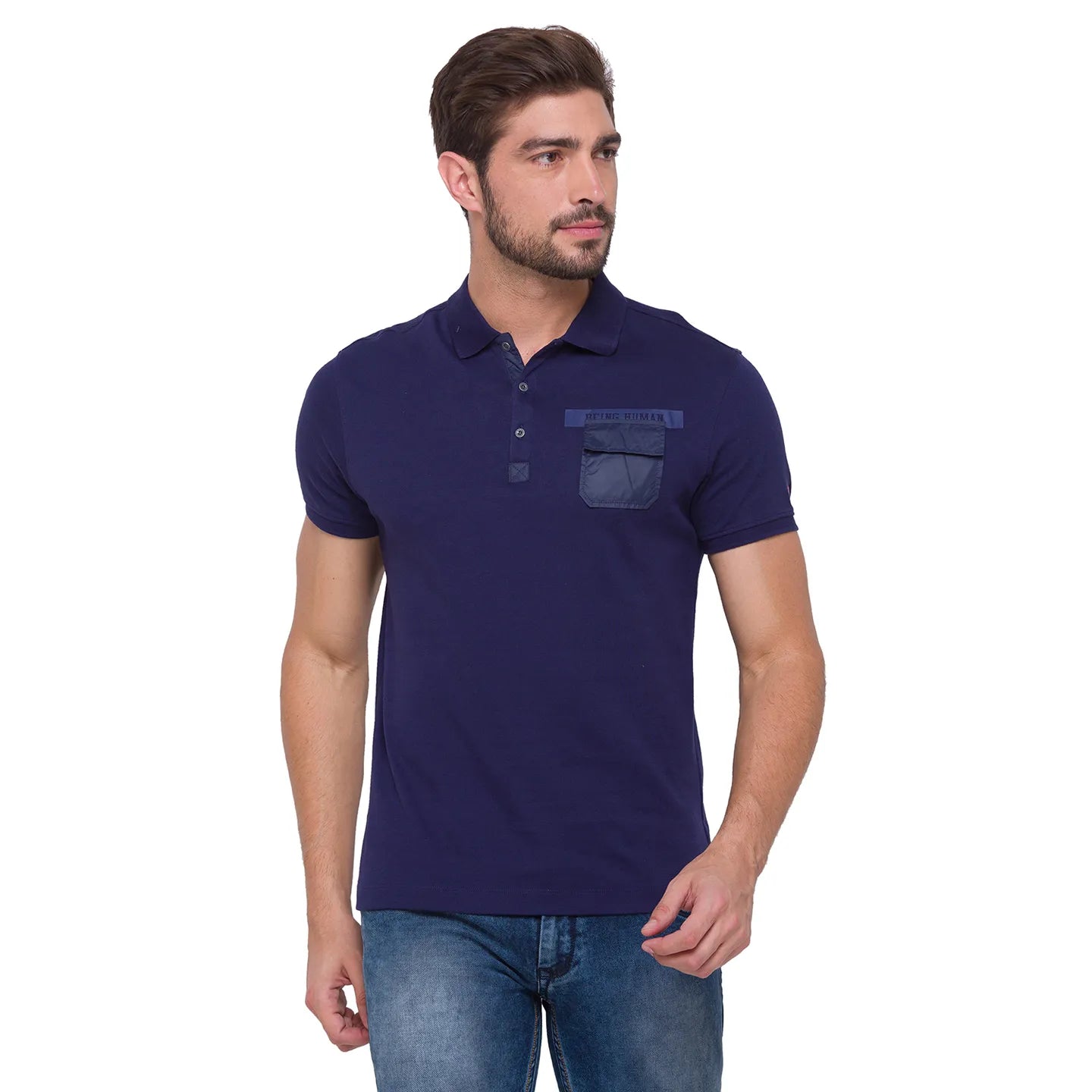 Blue Regular Fit Men's Polo T-Shirt by Being Human Clothing