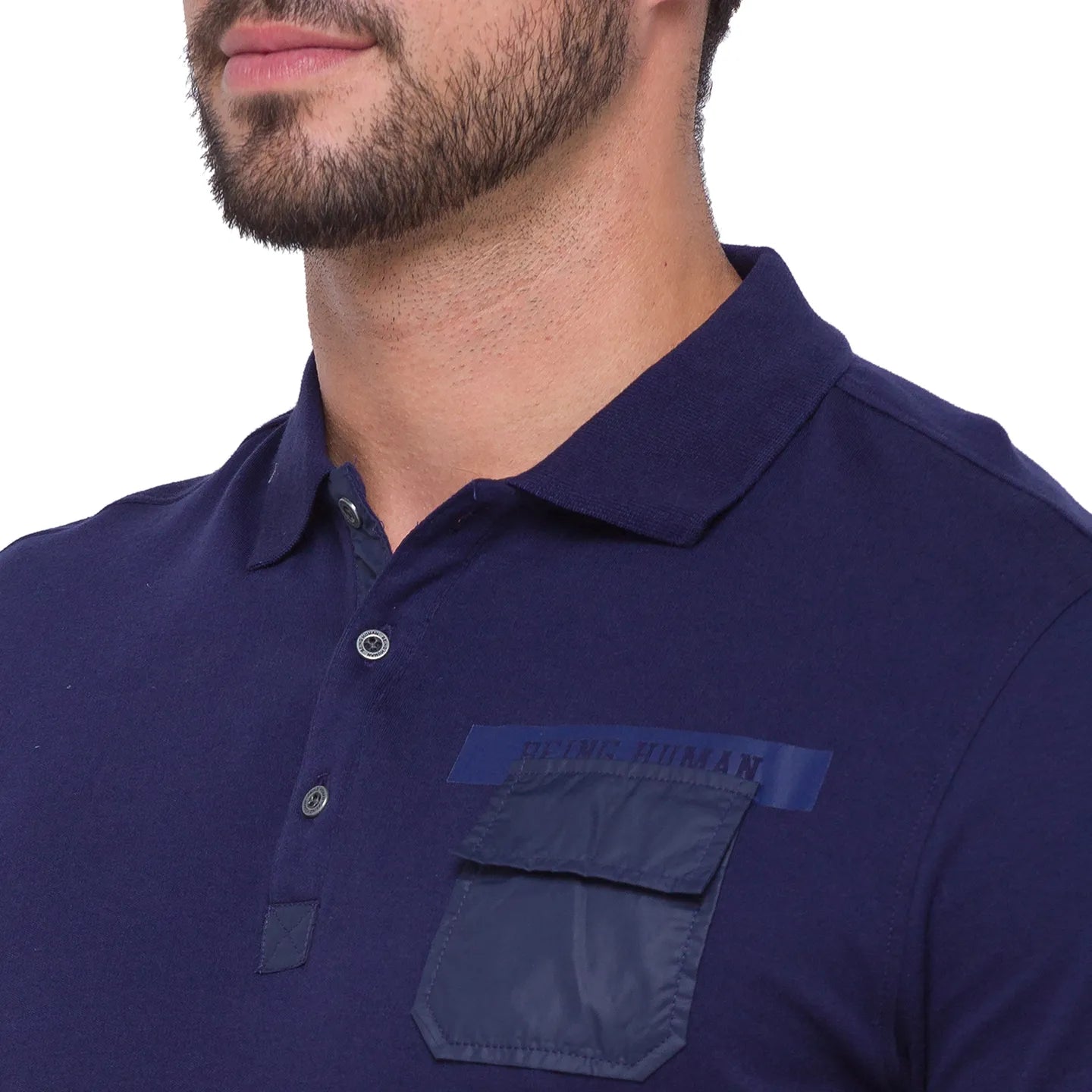 Blue Regular Fit Men's Polo T-Shirt by Being Human Clothing