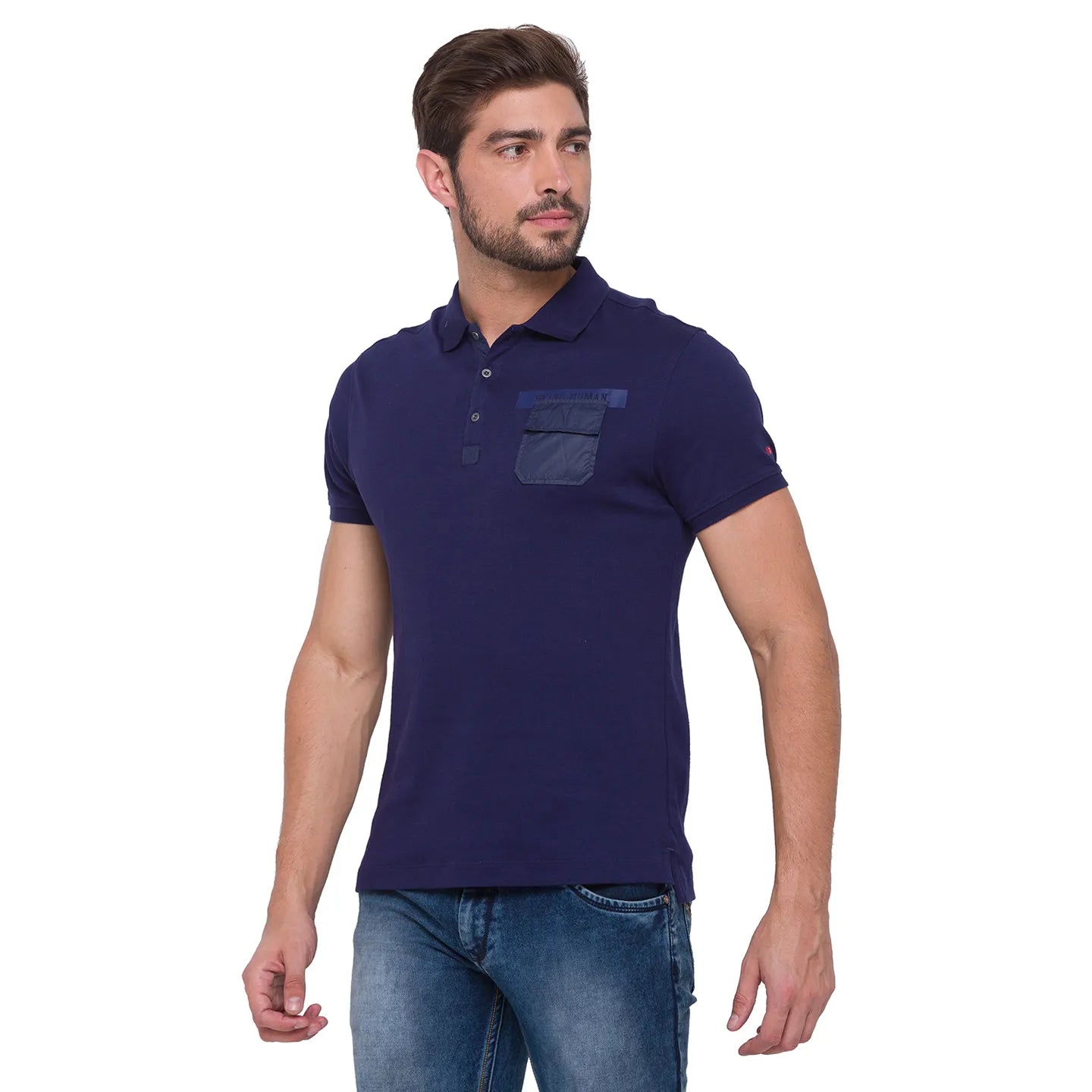 Blue Regular Fit Men's Polo T-Shirt by Being Human Clothing