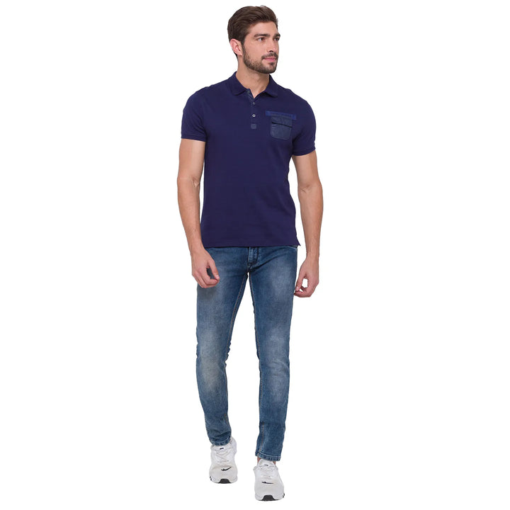 Blue Regular Fit Men's Polo T-Shirt