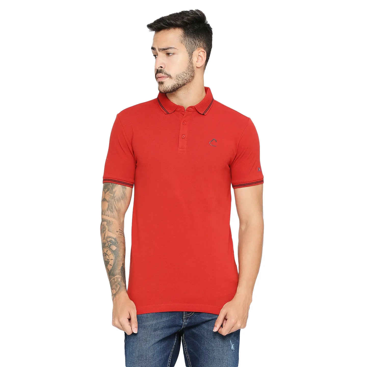 Being Human Clothing Men Regular Fit Polo Neck T-Shirts-Brick