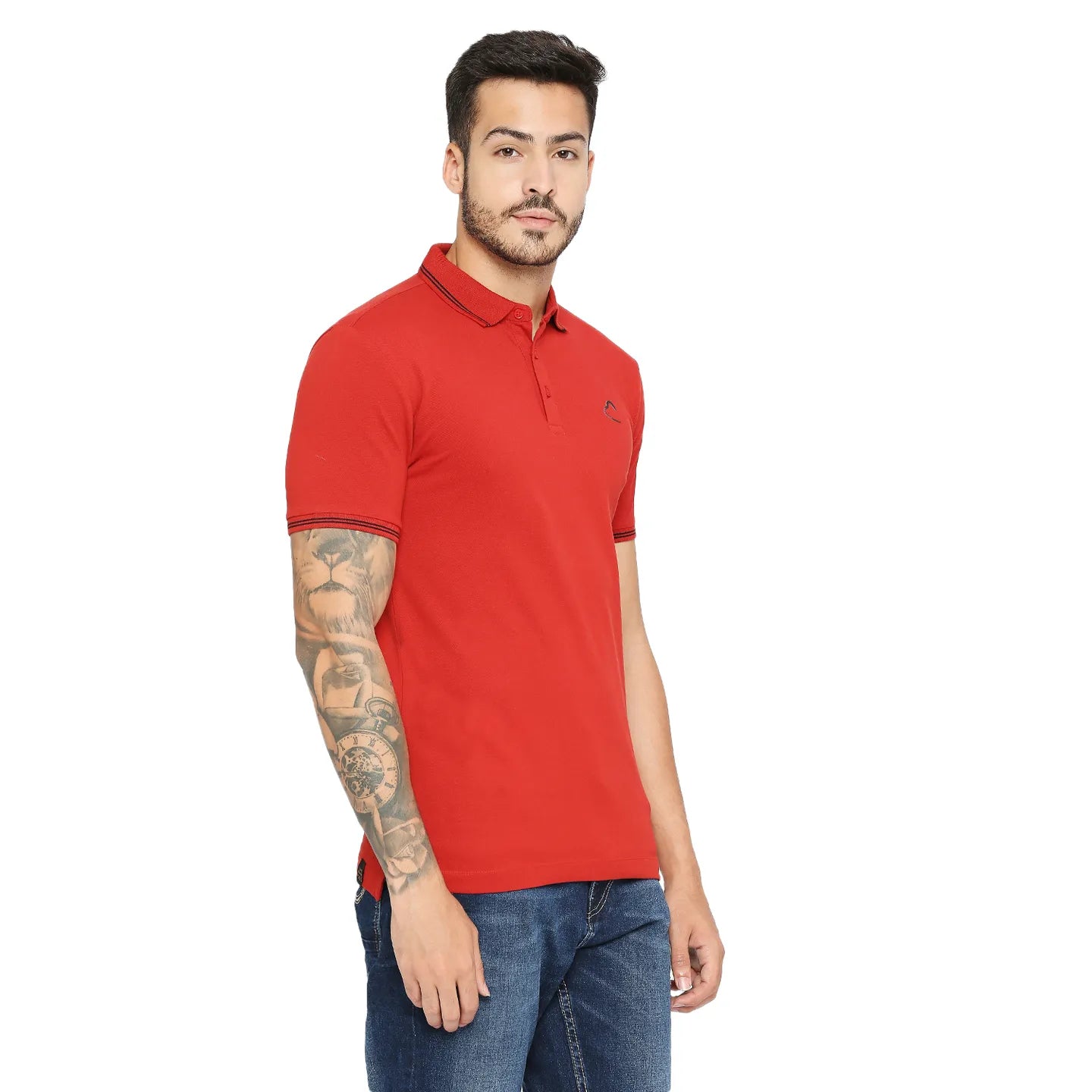 Being Human Clothing Men Regular Fit Polo Neck T-Shirts-Brick