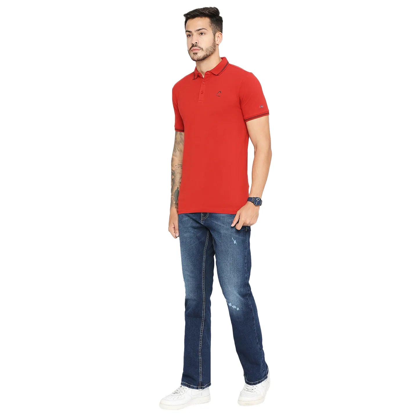 Being Human Clothing Men Regular Fit Polo Neck T-Shirts-Brick
