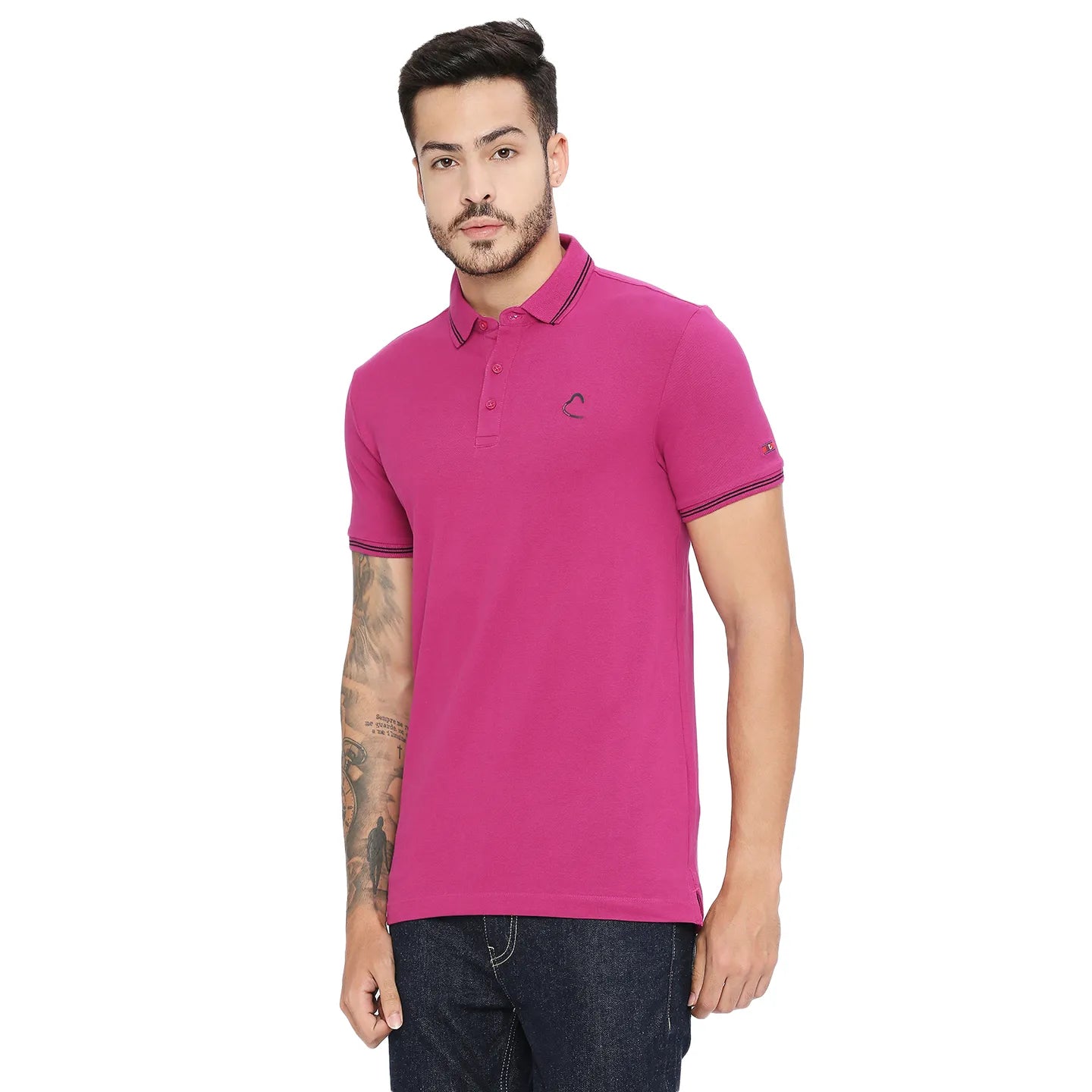 Being Human Clothing Men Regular Fit Polo Neck T-Shirts-Fuchsia