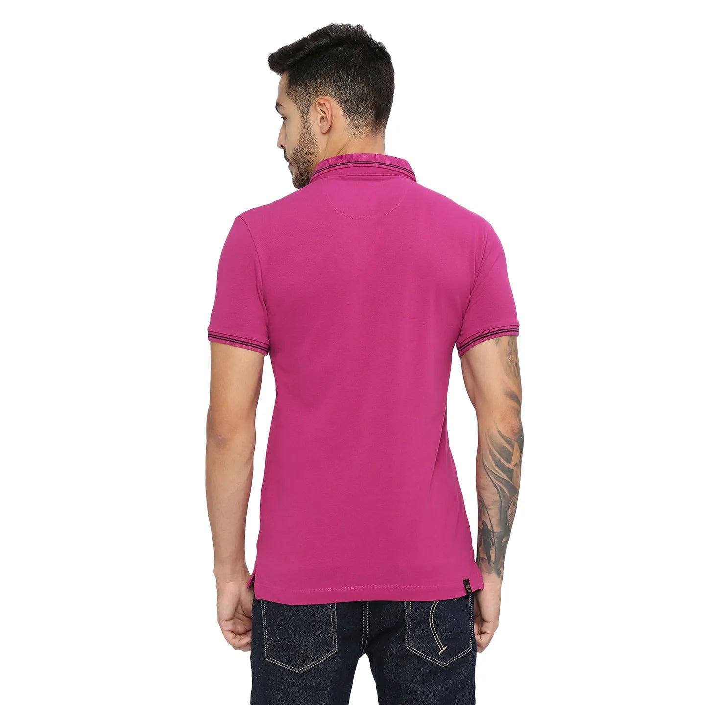 Being Human Clothing Men Regular Fit Polo Neck T-Shirts-Fuchsia