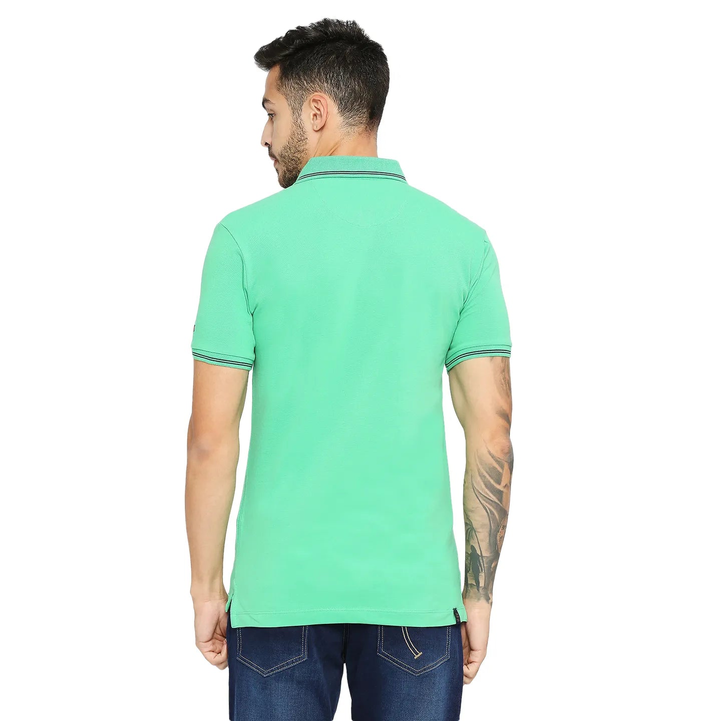 Being Human Clothing Men Regular Fit Polo Neck T-Shirts-Sea Green