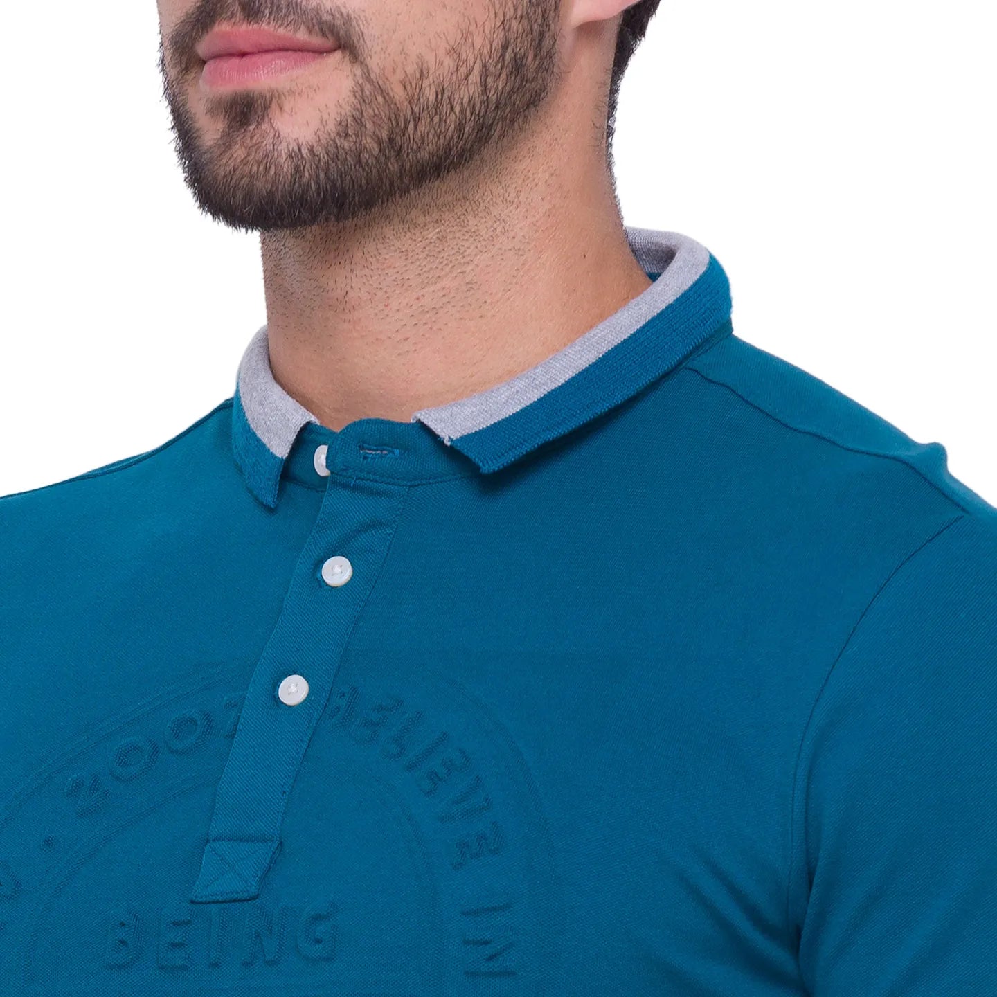 Being Human Clothing Men Regular Fit Polo Neck T-Shirts-Ocean Blue