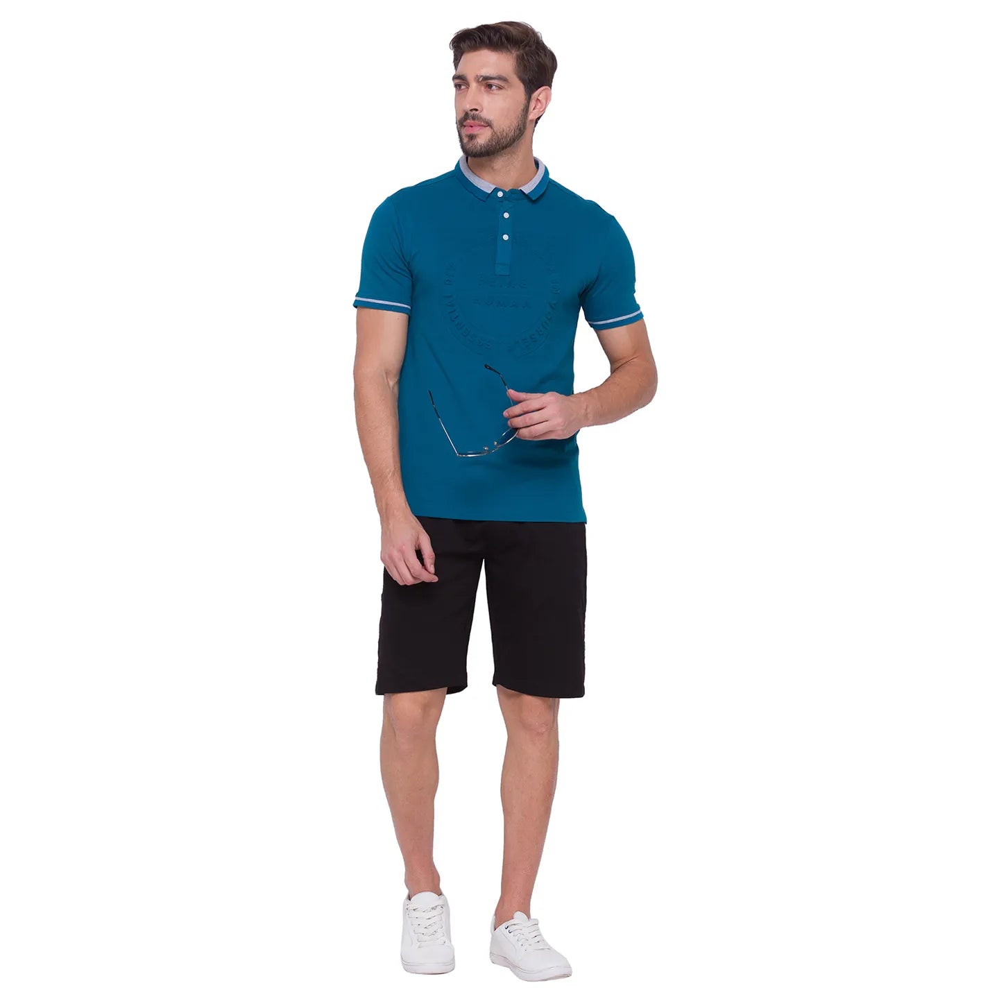 Being Human Clothing Men Regular Fit Polo Neck T-Shirts-Ocean Blue