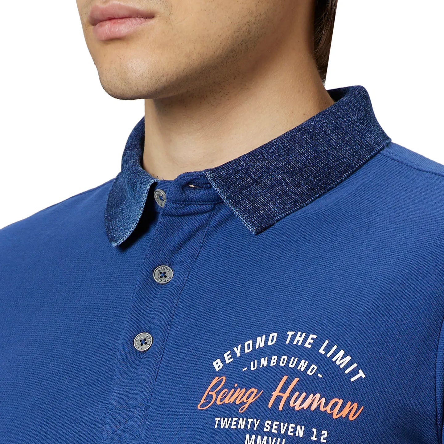Being Human Clothing Men Regular Fit Polo Neck T-Shirts-Navy
