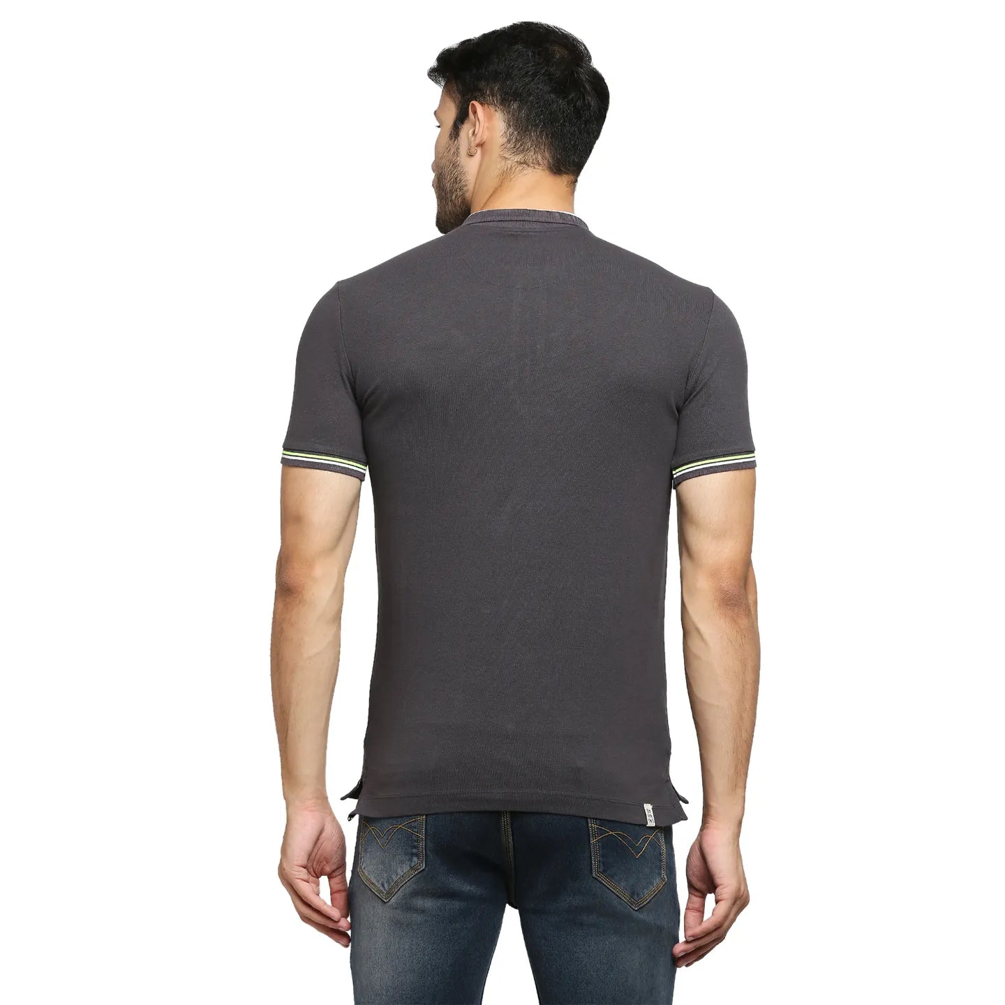 Being Human Clothing Men Regular Fit Polo Neck T-Shirts-Charcoal