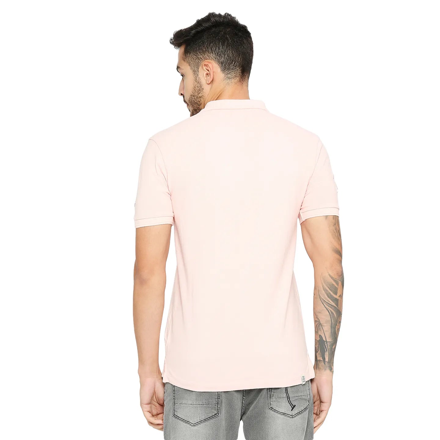 Being Human Clothing Men Regular Fit Polo Neck T-Shirts-Pale Pink